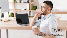  Presentation with business profile - Amazing PPT layouts having profile image of diligent office backdrop and a coral colored foreground