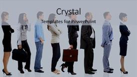  Presentation with business profile - Audience pleasing theme consisting of profile of a business team backdrop and a light gray colored foreground