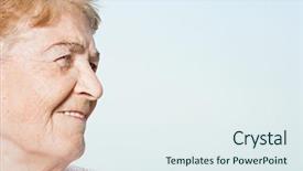  Presentation with company profile potrait - PPT layouts consisting of profile of a senior woman background and a  colored foreground