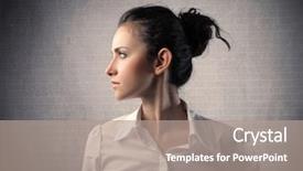  Presentation with business profile - Audience pleasing PPT theme consisting of profile of a woman backdrop and a coral colored foreground
