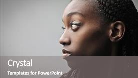  Presentation with young woman wearing boxer gloves - Slide deck having profile of a young african background and a gray colored foreground