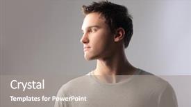  Presentation with company profile potrait - Audience pleasing presentation design consisting of profile of a young man backdrop and a  colored foreground