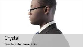  Presentation with business profile - Audience pleasing PPT theme consisting of profile of an african businessman backdrop and a  colored foreground