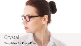  Presentation with business profile - PPT theme consisting of profile of beautiful business woman background and a lemonade colored foreground