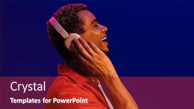  Presentation with blue neon - Presentation design featuring profile-of-excited-smiling-young background and a crimson colored foreground