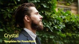  Presentation with green foliage - Slide deck with profile of groomed man background and a tawny brown colored foreground