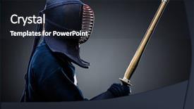  Presentation with japanese - Beautiful slide deck featuring profile of kendo fighter backdrop and a wine colored foreground