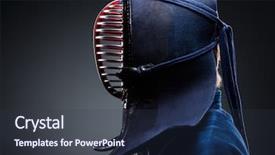  Presentation with japanese - Beautiful theme featuring profile of kendoka in men backdrop and a tawny brown colored foreground