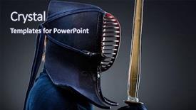  Presentation with sword - PPT layouts having fantastic porcelain bowls filled with fresh fruit made of melon and pineapple background and a white colored foreground