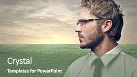  Presentation with country - Slide set featuring profile of serious young man background and a gray colored foreground