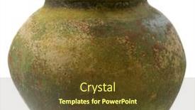  Presentation with mass - PPT theme having profile of small green and brown clay plant pot mass produced planter with rough finish isolated on white background and a tawny brown colored foreground