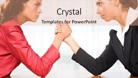  Presentation with struggle - Audience pleasing slides consisting of profile of two women backdrop and a coral colored foreground