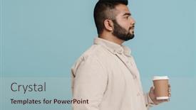  Presentation with coffee cup - Slide set enhanced with profile-of-young-bearded-indian background and a lemonade colored foreground