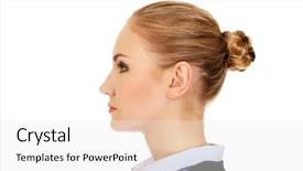  Presentation with business profile - Presentation theme featuring profile of young blonde business background and a sky blue colored foreground