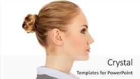  Presentation with business profile - PPT theme having profile of young blonde business background and a sky blue colored foreground