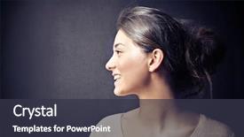  Presentation with young business woman smile show - Amazing presentation design having profile of young woman smiling backdrop and a tawny brown colored foreground