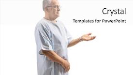  Presentation with elderly - Presentation theme consisting of profile patients - elderly patient gesturing with his background and a  colored foreground