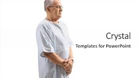  Presentation with elderly patient nurse cares - Theme featuring profile patients - elderly patient isolated on white background and a  colored foreground