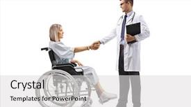  Presentation with shaking hands - Presentation consisting of profile patients - full length shot background and a light gray colored foreground