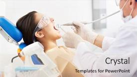  Presentation with medicine by mouth - Colorful slide set enhanced with profile patients - photo of female open mouth backdrop and a lemonade colored foreground