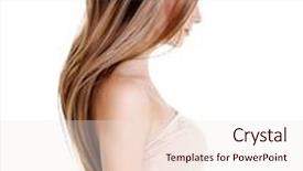  Presentation with hair corporate female - Theme enhanced with profile photo of the young female with beauty straight hairs - isolated on white background and a sky blue colored foreground