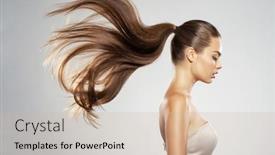  Presentation with long hair - Slide set featuring profile-portrait-of-a-beautiful background and a soft green colored foreground