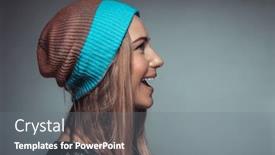  Presentation with modeling - Colorful PPT theme enhanced with profile-portrait-of-a-cute backdrop and a gray colored foreground