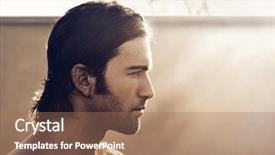  Presentation with vintage - Audience pleasing theme consisting of profile portrait of young rugged backdrop and a coral colored foreground