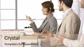  Presentation with farewell pageant speech - Beautiful presentation design featuring profile presentations - successful young businesswoman giving presentation backdrop and a soft green colored foreground