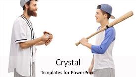  Presentation with coach - Cool new PPT theme with profile shot of a baseball backdrop and a white colored foreground