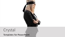  Presentation with company profile potrait - Beautiful slide deck featuring profile-shot-of-a-businesswoman backdrop and a light gray colored foreground