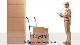  Presentation with shot - Colorful slide deck enhanced with profile shot of a delivery backdrop and a soft green colored foreground