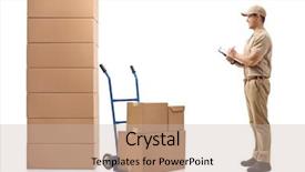  Presentation with note - Beautiful PPT layouts featuring profile shot of a delivery backdrop and a soft green colored foreground