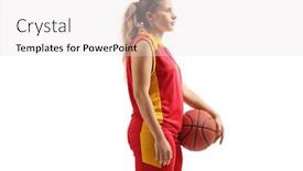  Presentation with basketball female - PPT layouts with profile-shot-of-a-female background and a light gray colored foreground