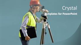  Presentation with surveyor - Presentation having profile-shot-of-a-female background and a seafoam green colored foreground