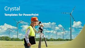  Presentation with surveyor - PPT theme with profile-shot-of-a-female background and a teal colored foreground