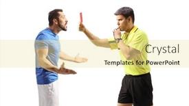  Presentation with football referee - Slide deck with profile-shot-of-a-football background and a blonde colored foreground