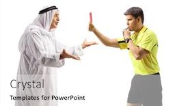  Presentation with football referee - PPT theme enhanced with profile-shot-of-a-football background and a white colored foreground