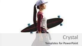  Presentation with walking - PPT theme consisting of profile-shot-of-a-girl background and a white colored foreground