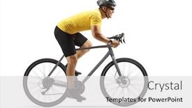  Presentation with road bike - Presentation theme having profile-shot-of-a-guy background and a light gray colored foreground