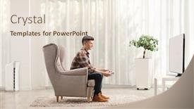  Presentation with video games playing - Audience pleasing slide set consisting of profile-shot-of-a-male backdrop and a lemonade colored foreground