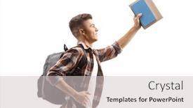  Presentation with running - Presentation theme consisting of profile-shot-of-a-male background and a light gray colored foreground