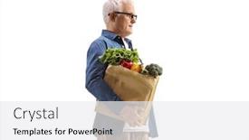  Presentation with grocery bag - PPT theme consisting of profile-shot-of-a-mature background and a white colored foreground