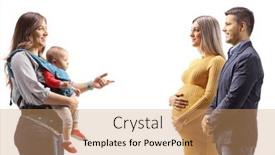  Presentation with pregnant mother - Slide set having profile-shot-of-a-mother background and a coral colored foreground