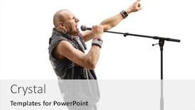  Presentation with rock star - Presentation theme having profile-shot-of-a-rock background and a white colored foreground