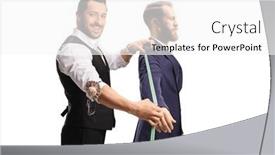  Presentation with measuring - Presentation design featuring profile-shot-of-a-tailor background and a white colored foreground
