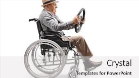  Presentation with elderly - Slide deck having profile shot of an elderly background and a light gray colored foreground