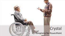  Presentation with elderly - PPT theme with profile shot of an elderly background and a light gray colored foreground