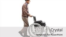  Presentation with elderly - PPT theme featuring profile shot of an elderly background and a light gray colored foreground