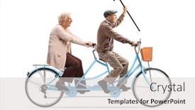  Presentation with elderly - Colorful presentation design enhanced with profile-shot-of-an-elderly backdrop and a light gray colored foreground